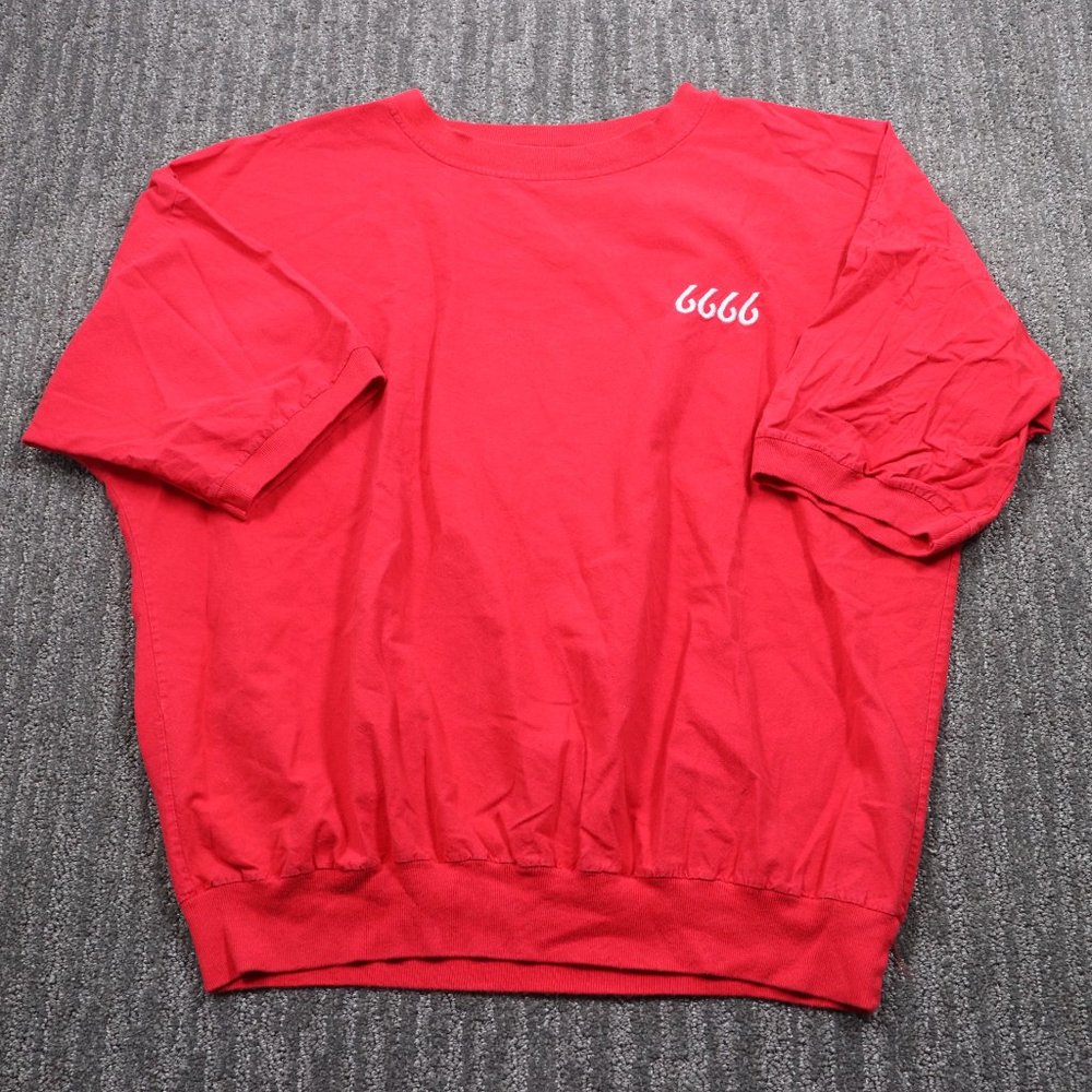 Vintage Quitman Womens Red Pullover Short Sleeve Embroidered Top XL 6666 Grunge